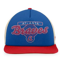 Casquette Snapback de camionneur en mousse Talley de la collection Cooperstown des Braves d'Atlanta Royal/Rouge Fanatics pour hommes