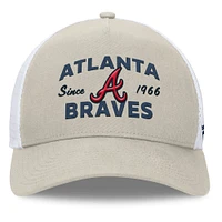 Casquette réglable de camionneur A-Frame Fanatics Stone Atlanta Braves pour hommes