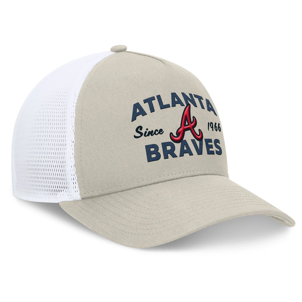 Men's Fanatics Stone Atlanta Braves A-Frame Trucker Adjustable Hat