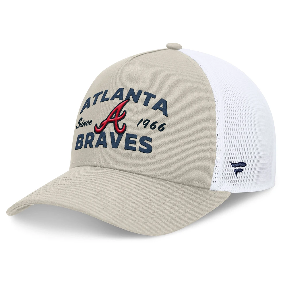 Casquette réglable de camionneur A-Frame Fanatics Stone Atlanta Braves pour hommes