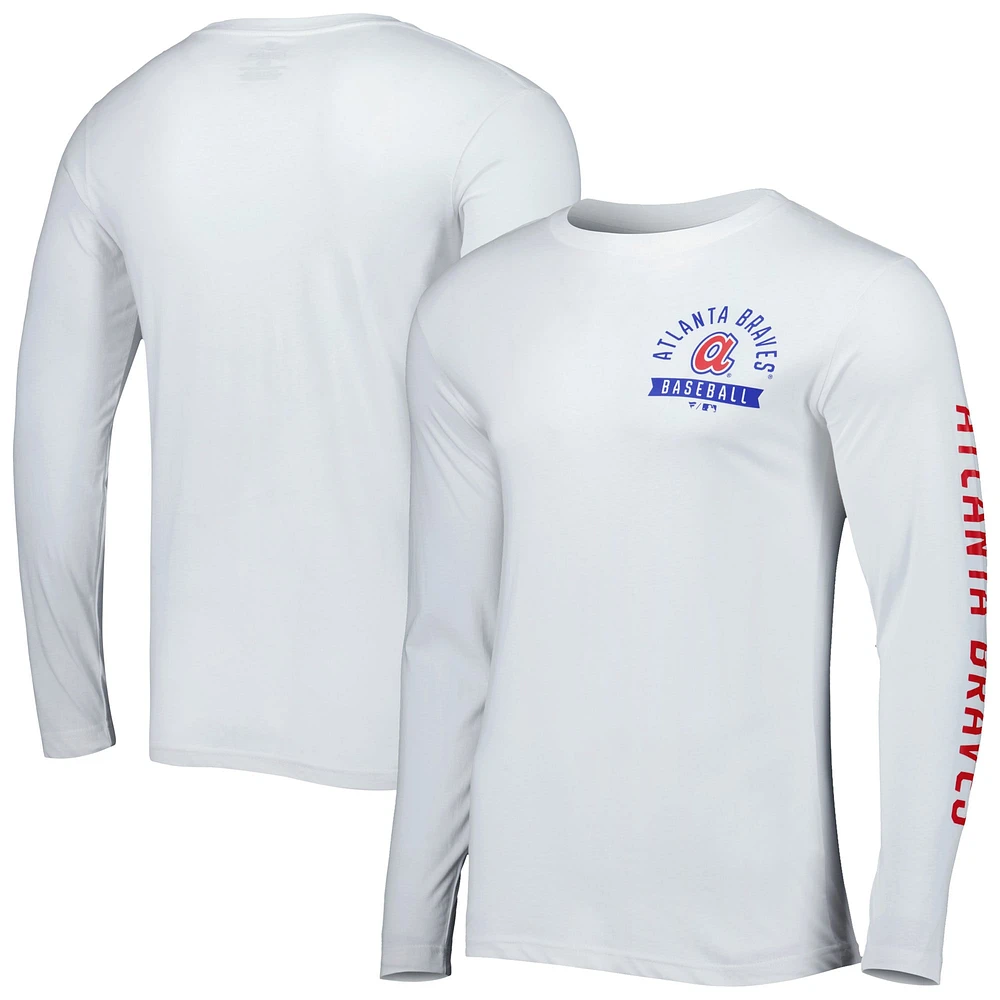 T-shirt blanc à manches longues Pressbox des Braves d'Atlanta Fanatics pour hommes