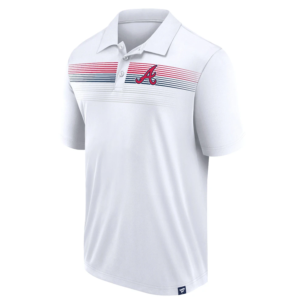 Polo Interlock Fanatics pour hommes blanc Atlanta Braves Victory For Us