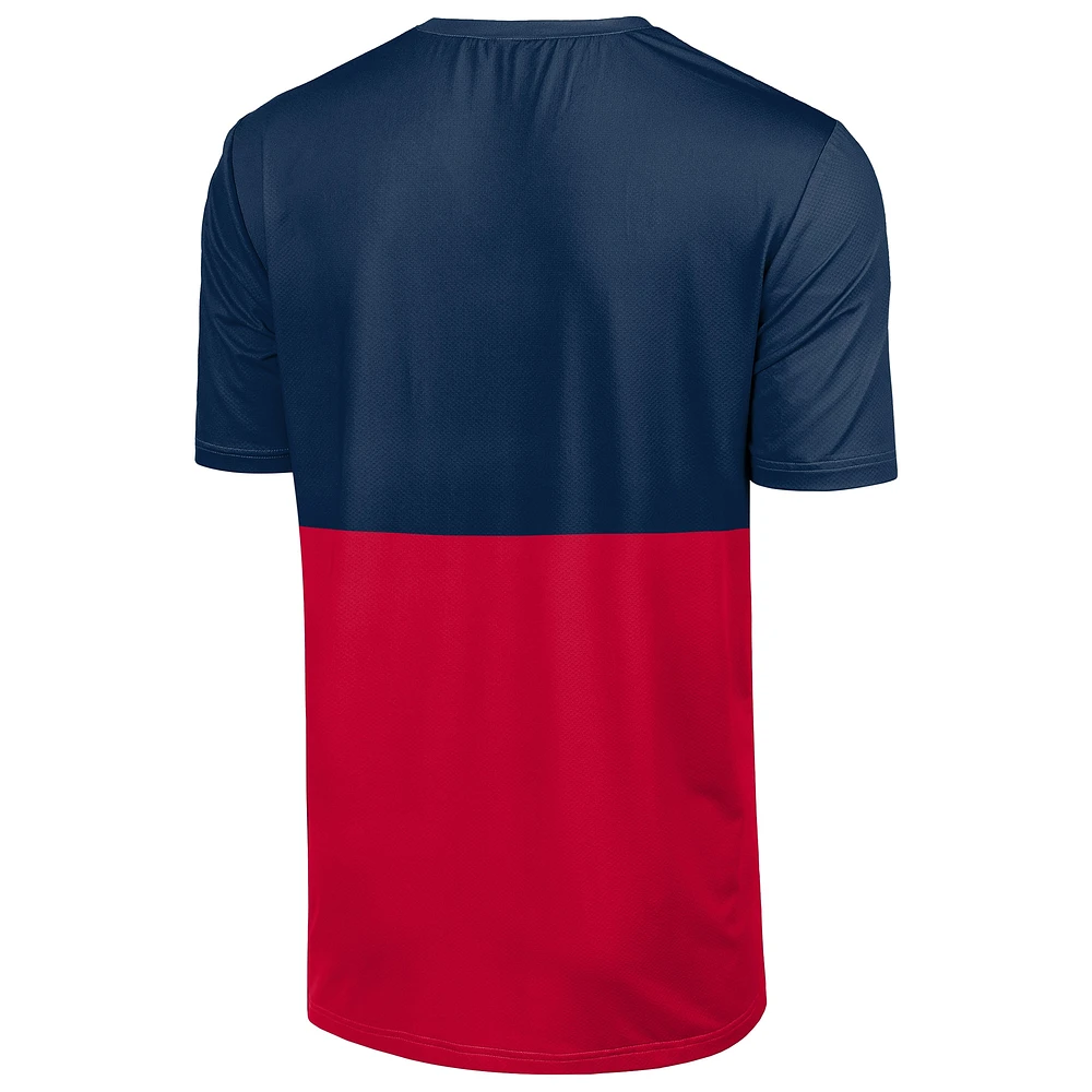 T-shirt FOCO bleu marine/rouge pour homme avec grand logo des Braves d'Atlanta