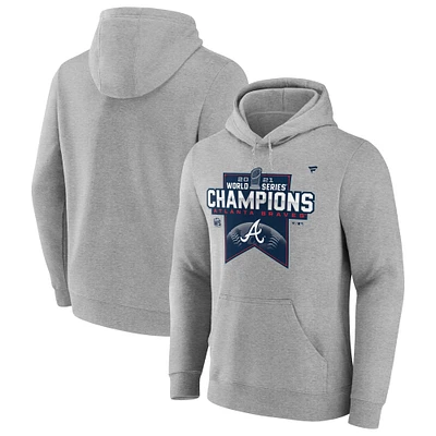 Sweat à capuche ajusté pour hommes Atlanta Braves 2021 World Series Champions Vestiaire Gris chiné