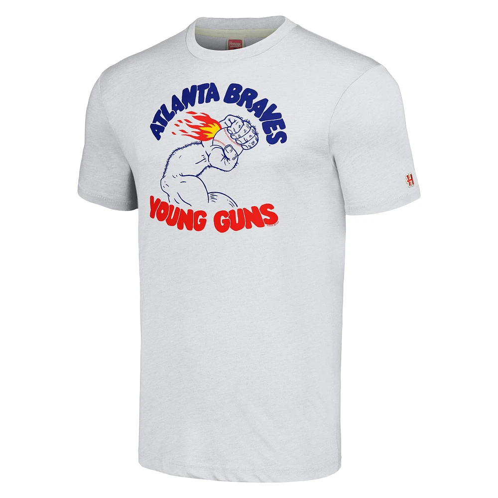 Men's Homage Gray Atlanta Braves Doodle Collection Young Guns Tri-Blend T-Shirt