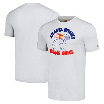 T-shirt triple mélange Hommage pour hommes, gris, Atlanta Braves, Doodle Collection, Young Guns