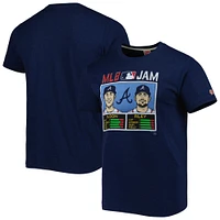 T-shirt à trois mélanges hommage Matt Olson et Austin Riley pour hommes, bleu marine, Atlanta Braves MLB Jam