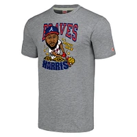 T-shirt à trois mélanges pour hommes, hommage Michael Harris II, gris, Atlanta Braves, caricature