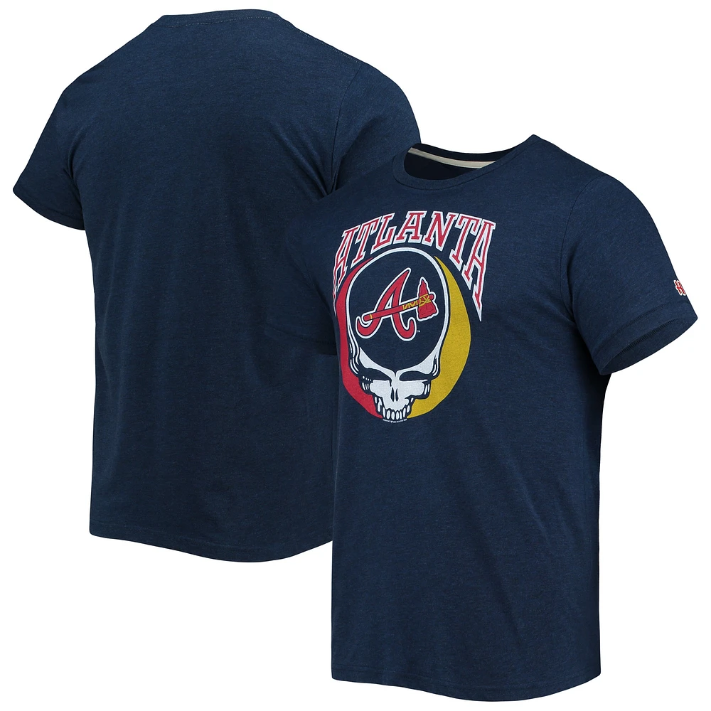 T-shirt à trois mélanges pour homme Homage Navy Atlanta Braves Grateful Dead