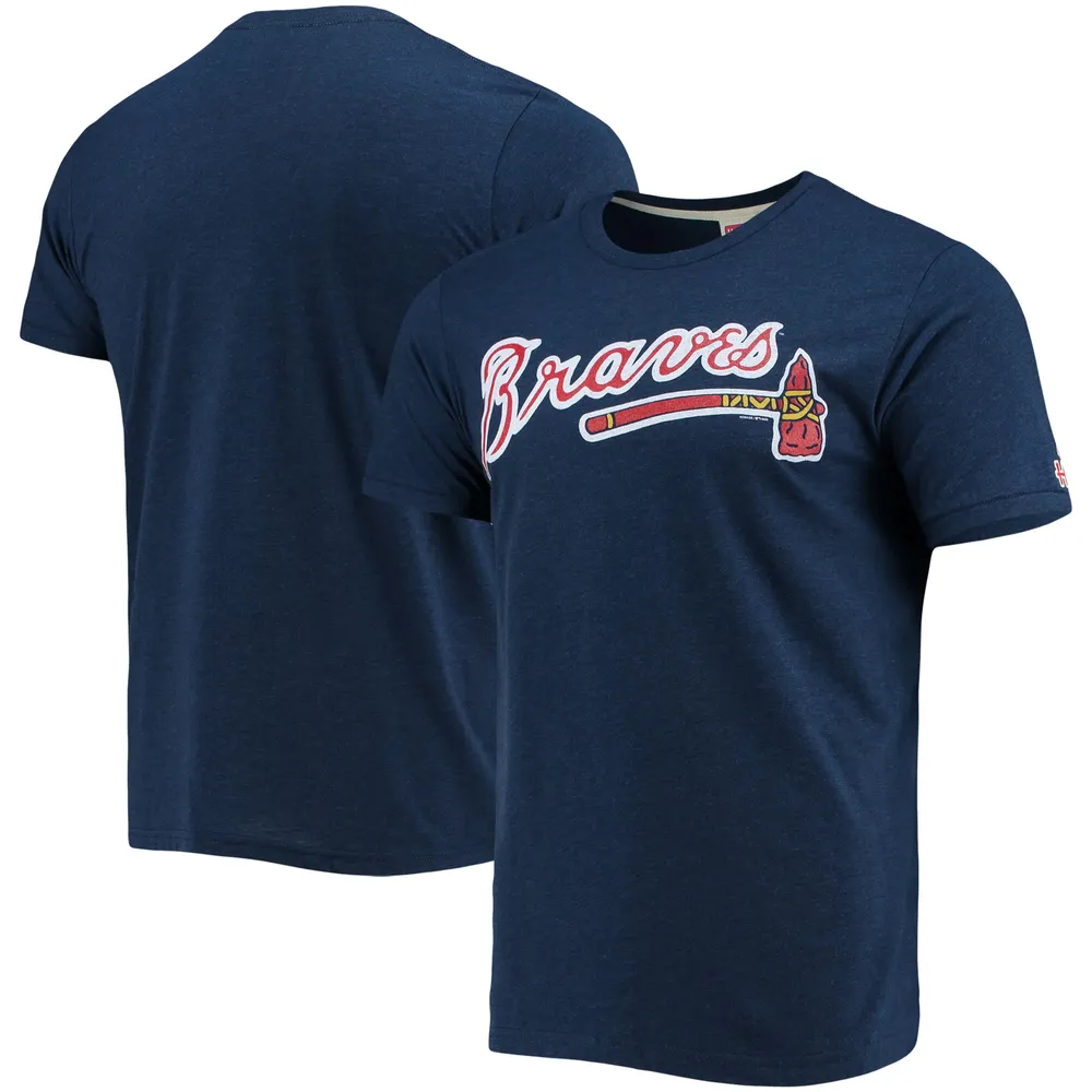 Lids Atlanta Braves Homage Hand-Drawn Logo Tri-Blend T-Shirt - Navy