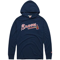 Sweat à capuche léger trois bandes bleu marine pour homme, motif raglan, hommage aux Braves d'Atlanta