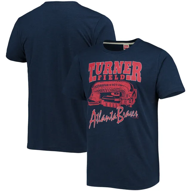 Atlanta Braves Touch Women's Halftime Back Wrap Top V-Neck T-Shirt - Navy