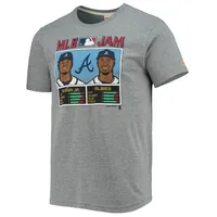 Men's Homage Ronald Acuna Jr. & Ozzie Albies Heathered Gray Atlanta Braves MLB Jam Tri-Blend T-Shirt