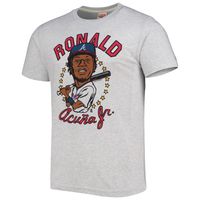 Men's Homage Ronald Acuna Jr. White Atlanta Braves Caricature Tri-Blend T-Shirt