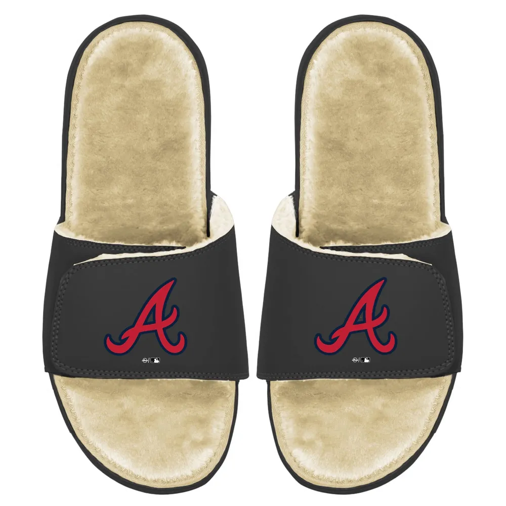 Atlanta Braves ISlide Men's Faux Fur Slide Sandals - Black/Tan