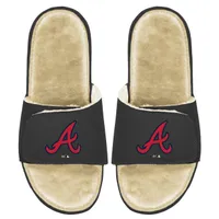 Atlanta Braves ISlide Men's Faux Fur Slide Sandals - Black/Tan