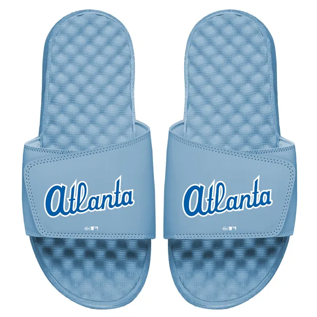 Youth ISlide White Atlanta Braves Primary Logo Motto Slide Sandals