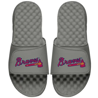 Atlanta Braves ISlide Primary Logo Slide Sandals - Gray