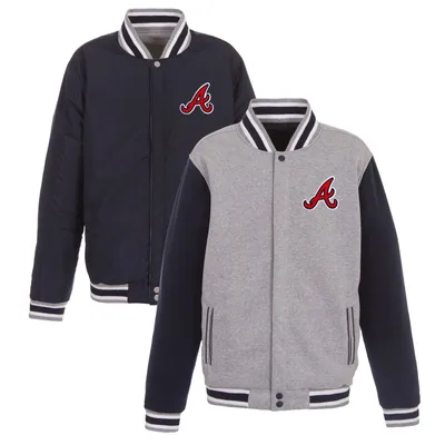 Atlanta Braves JH Design Embroidered Reversible Full Snap Fleece Jacket - Gray