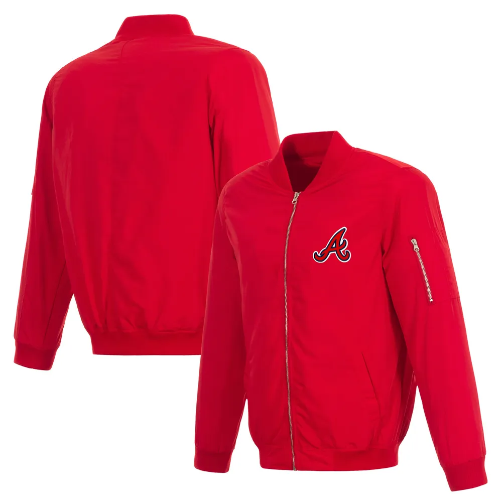 Lids Atlanta Braves JH Design Full-Zip Nylon Bomber Jacket - Red