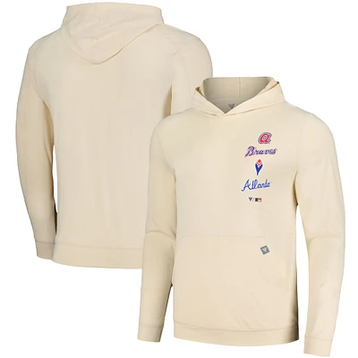 Men's Levelwear Cream Atlanta Braves Base Line Pullover Hoodie