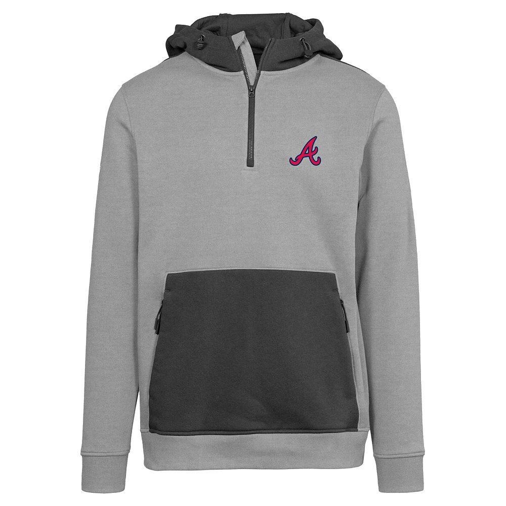 Men's Levelwear  Gray Atlanta Braves Chicane Insignia 2.0 Quarter-Zip Hoodie