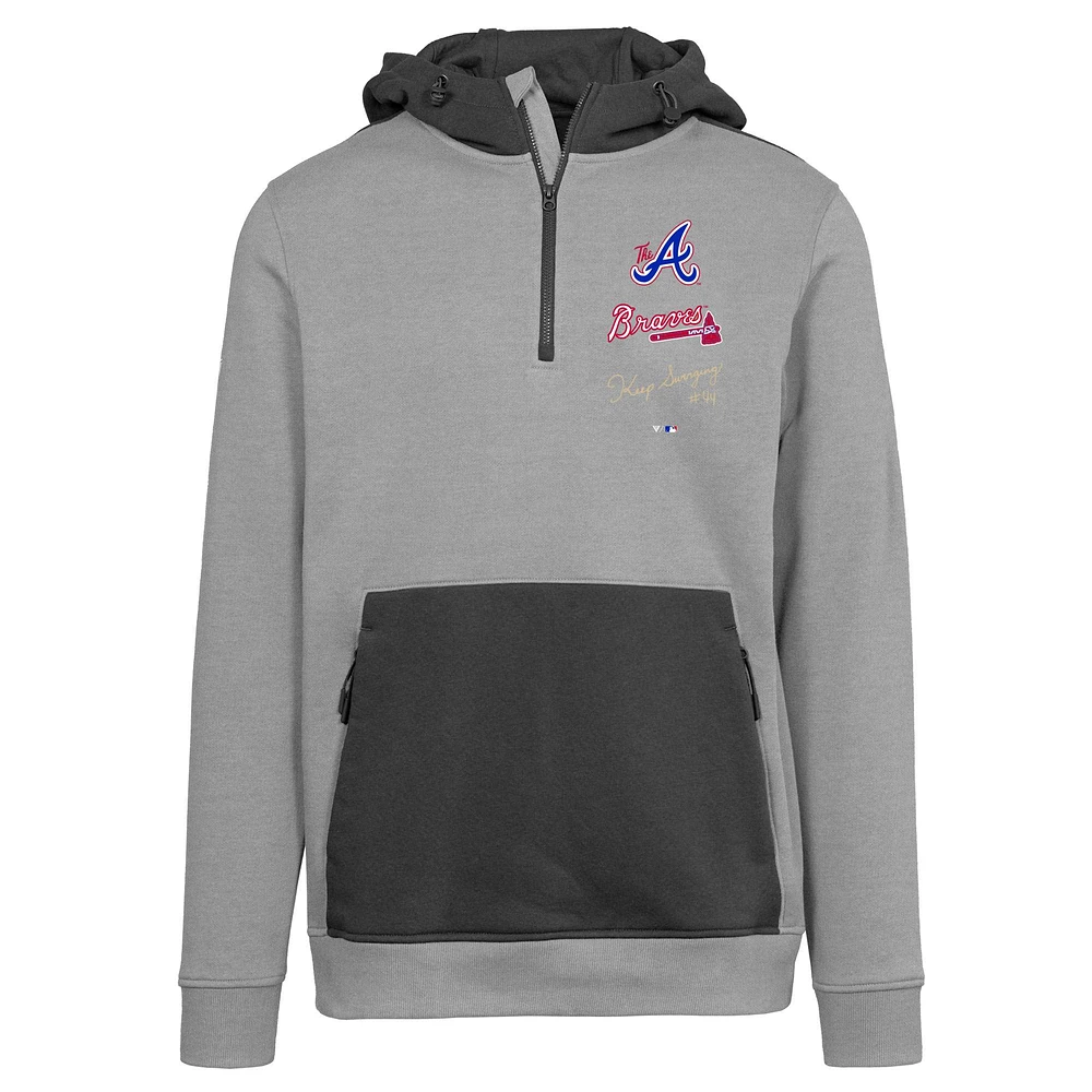 Men's Levelwear Gray Atlanta Braves City Connect Chicane Baseline Quarter-Zip Pullover Hoodie
