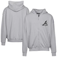 Sweat à capuche entièrement zippé surdimensionné motif camouflage numérique Uphill pour homme, gris