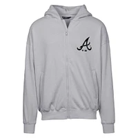Men's Levelwear  Gray Atlanta Braves Oversized Uphill Digital Camo Full-Zip Hoodie