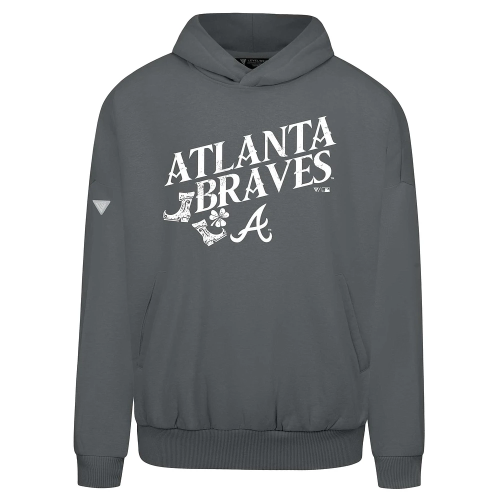 Men's Levelwear  Gray Atlanta Braves St. Patrick's Day Pullover Hoodie