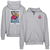 Men's Levelwear  Gray Atlanta Braves Uphill City Core Logo Full-Zip Hoodie