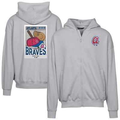 Men's Levelwear  Gray Atlanta Braves Uphill City Core Logo Full-Zip Hoodie