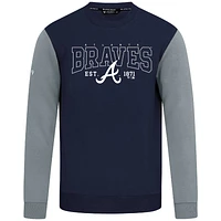 Men's Levelwear Navy Atlanta Braves Accolade Ultimate Textbook Pullover Sweatshirt