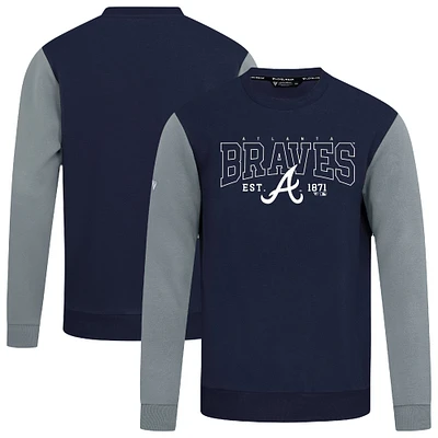 Men's Levelwear Navy Atlanta Braves Accolade Ultimate Textbook Pullover Sweatshirt