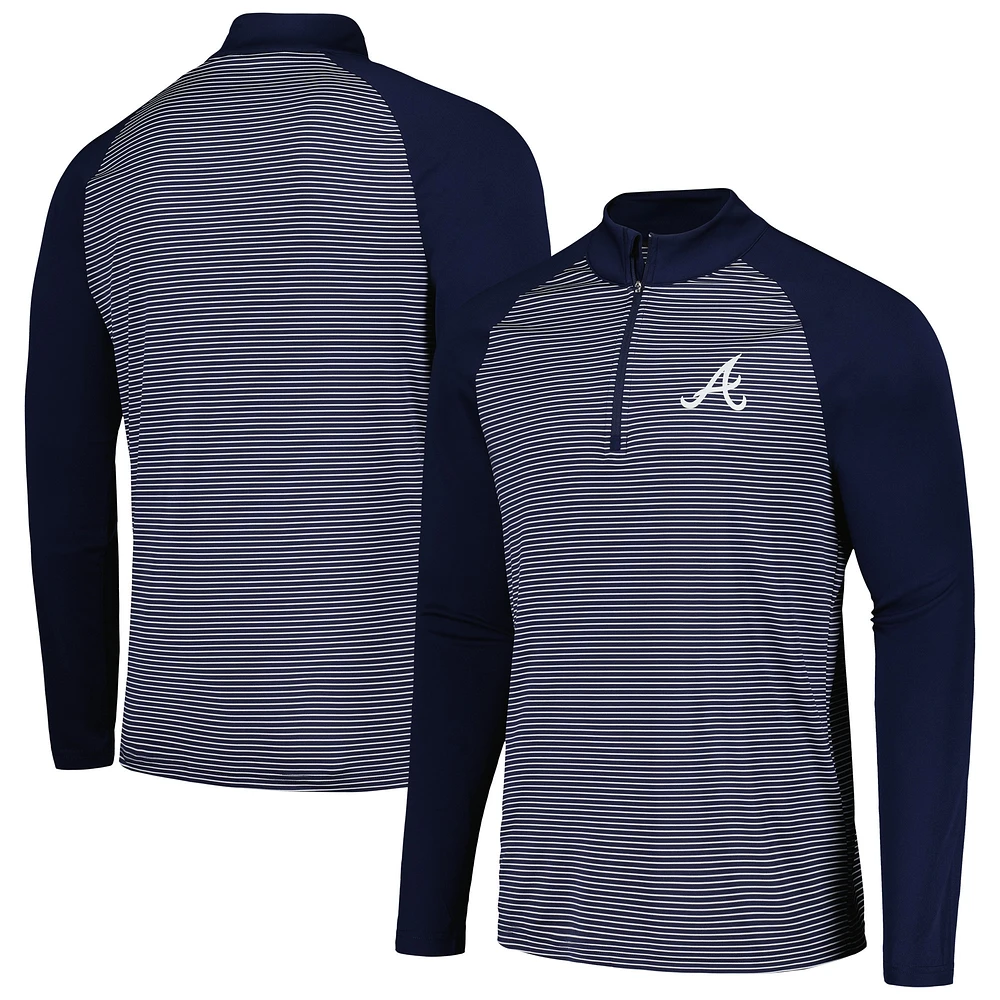 Haut raglan rayé Levelwear Atlanta Braves Charter pour homme, bleu marine