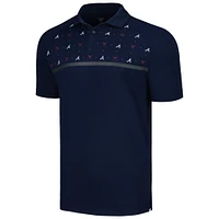 Men's Levelwear Navy Atlanta Braves Sector Batter Up Raglan Polo