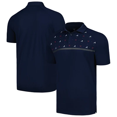 Men's Levelwear Navy Atlanta Braves Sector Batter Up Raglan Polo