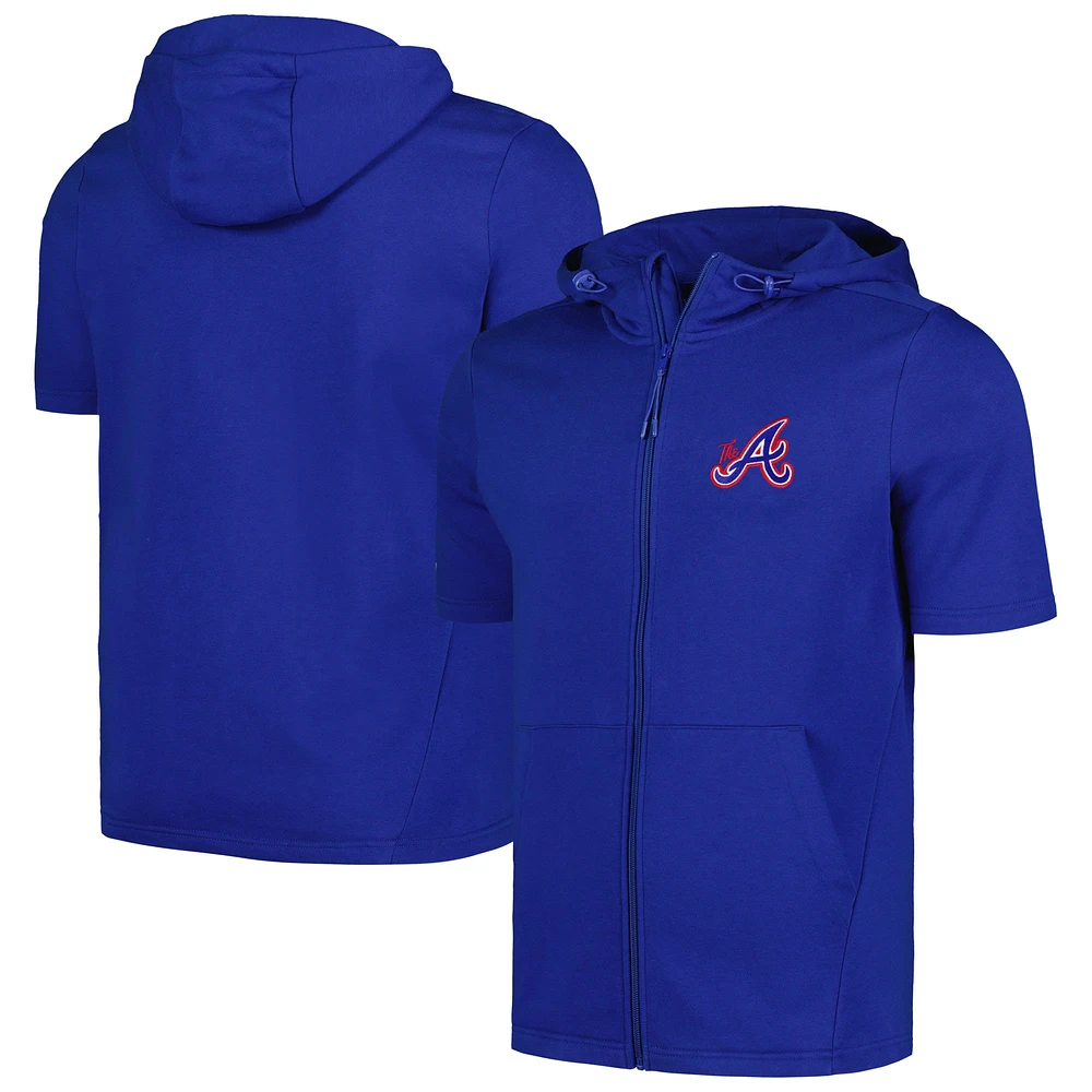 Men's Levelwear Royal Atlanta Braves Recruit Short Sleeve Full-Zip Hoodie