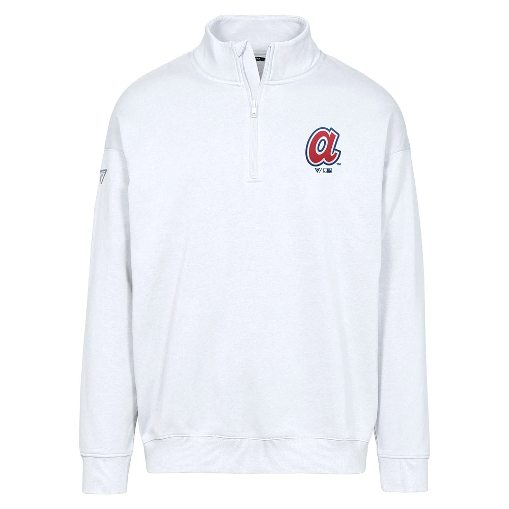 Men's Levelwear  White Atlanta Braves Cooperstown Collection Murray Quarter-Zip Sweatshirt