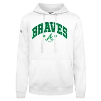 Men's Levelwear  White Atlanta Braves St. Patrick's Day Podium Plaid Pullover Hoodie