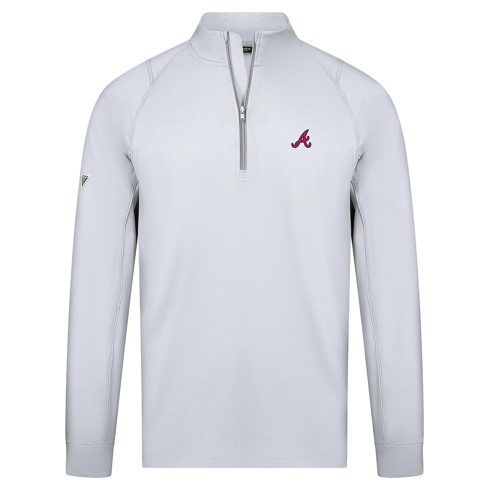 Men's Levelwear White Atlanta Braves Theory Insignia 2.0 Quarter-Zip Pullover Top