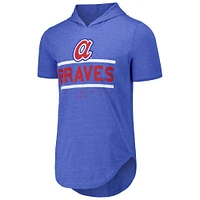 T-shirt à capuche tri-mélangé Majestic Threads Royal Atlanta Braves pour hommes