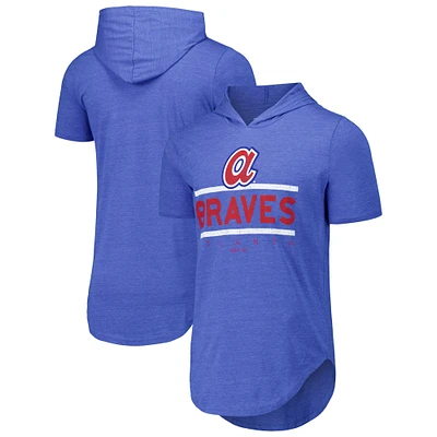 T-shirt à capuche tri-mélangé Majestic Threads Royal Atlanta Braves pour hommes