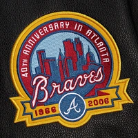 Veste universitaire à boutons-pression complète Mitchell & Ness pour homme des Atlanta Braves Blackout Collection