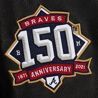 Men's Mitchell & Ness Black Atlanta Braves Blackout Collection Full-Snap Varsity Jacket