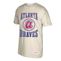 Men's Mitchell & Ness Cream Atlanta Braves Arched Logo Slub T-Shirt