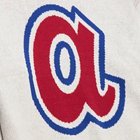 Men's Mitchell & Ness Cream Atlanta Braves Retro Pullover Sweater
