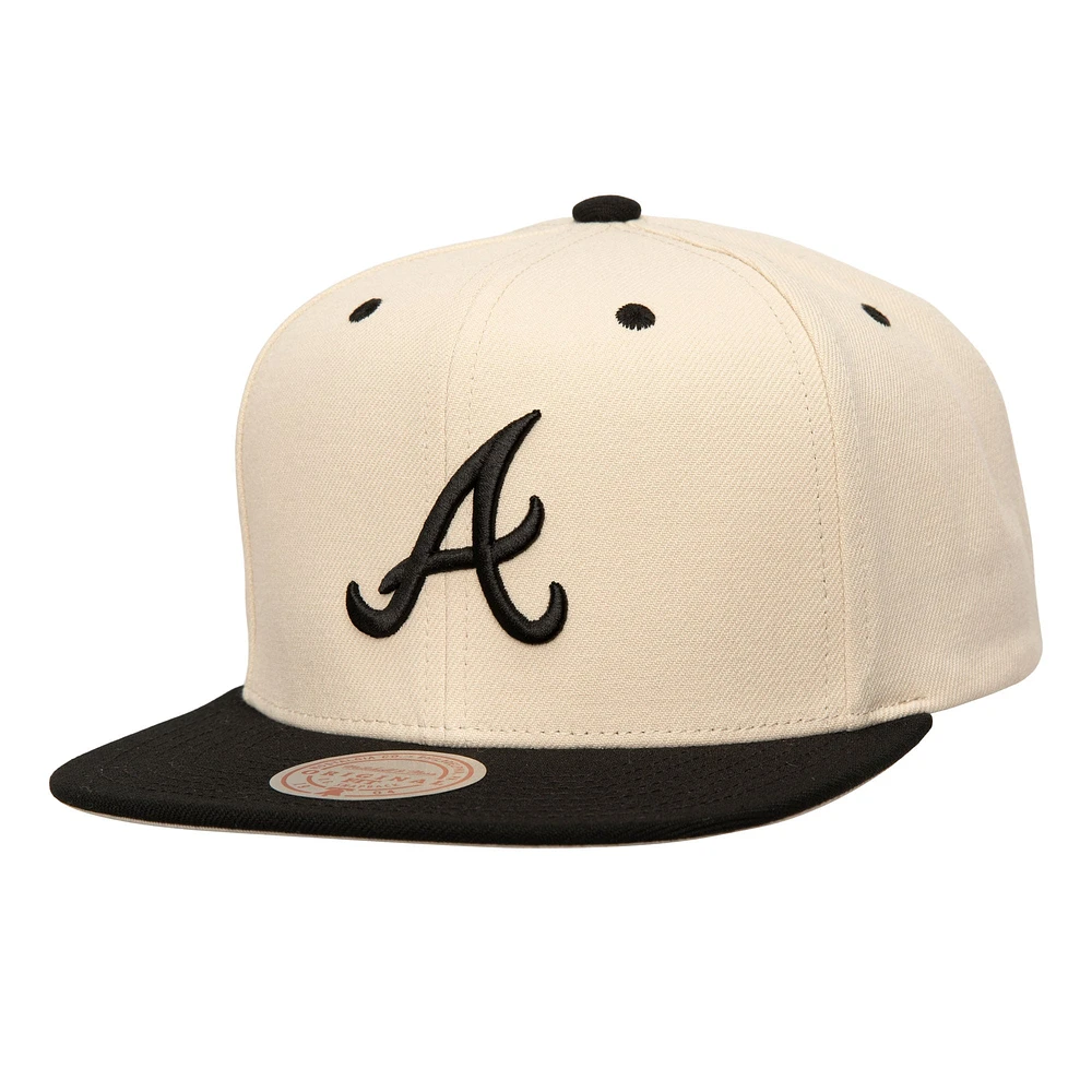 Casquette Snapback Mitchell & Ness pour homme des Braves d'Atlanta crème