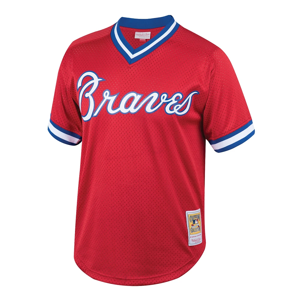 Maillot d'entraînement de frappeur en maille rouge Mitchell & Ness Dale Murphy des Atlanta Braves Cooperstown Collection pour homme