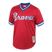 Maillot d'entraînement de frappeur en maille rouge Mitchell & Ness Dale Murphy des Atlanta Braves Cooperstown Collection pour homme